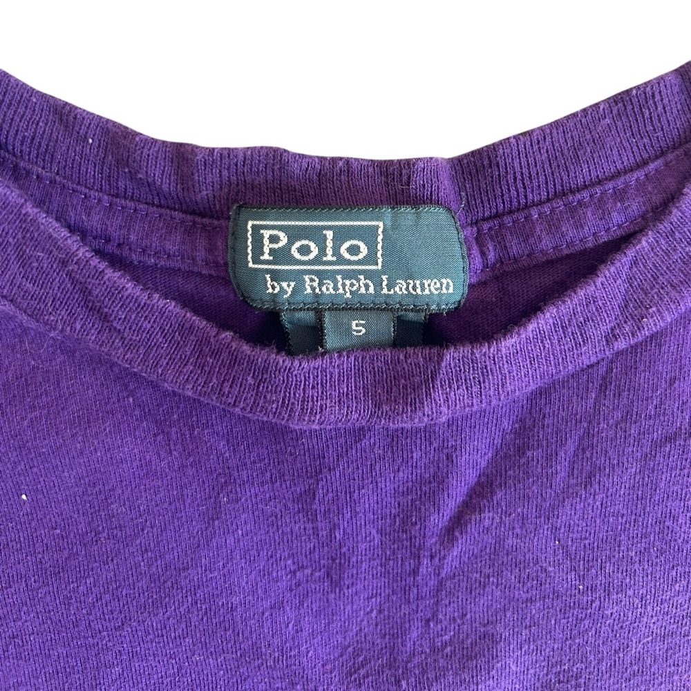 Polo Ralph Lauren Kids T-Shirt Size 5 Purple with Green Pony Logo - Picture 4 of 4
